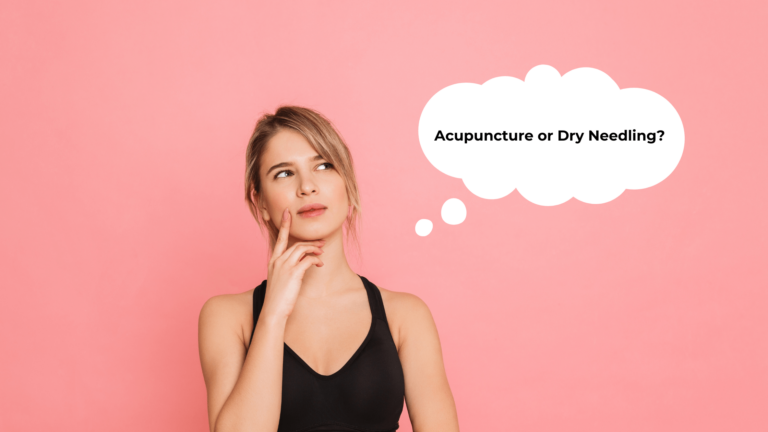 Woman considers the difference between acupuncture and dry needling