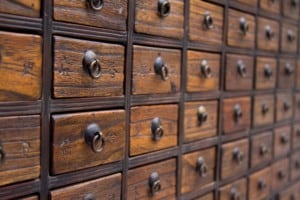 An antique chest used to store chinese medicinal herbs