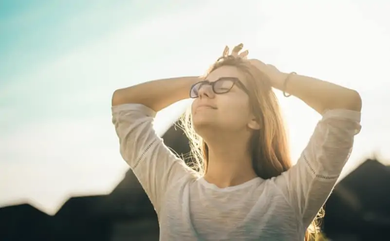 Woman relaxed after receiving acupuncture for anxiety